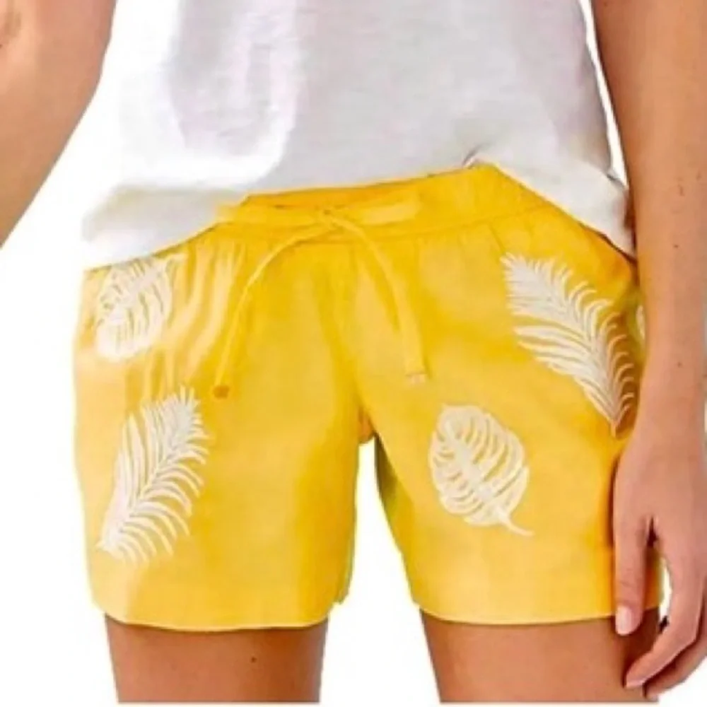 NEW Katia sequined embroidered palm leaf shorts Lilly Pulitzer